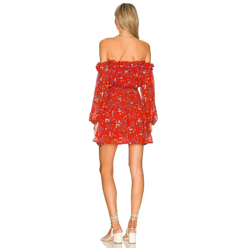 Rays For Days Off The Shoulder Gabriella Romper Rouge‎ Bouquet Size Medium - Picture 3 of 11